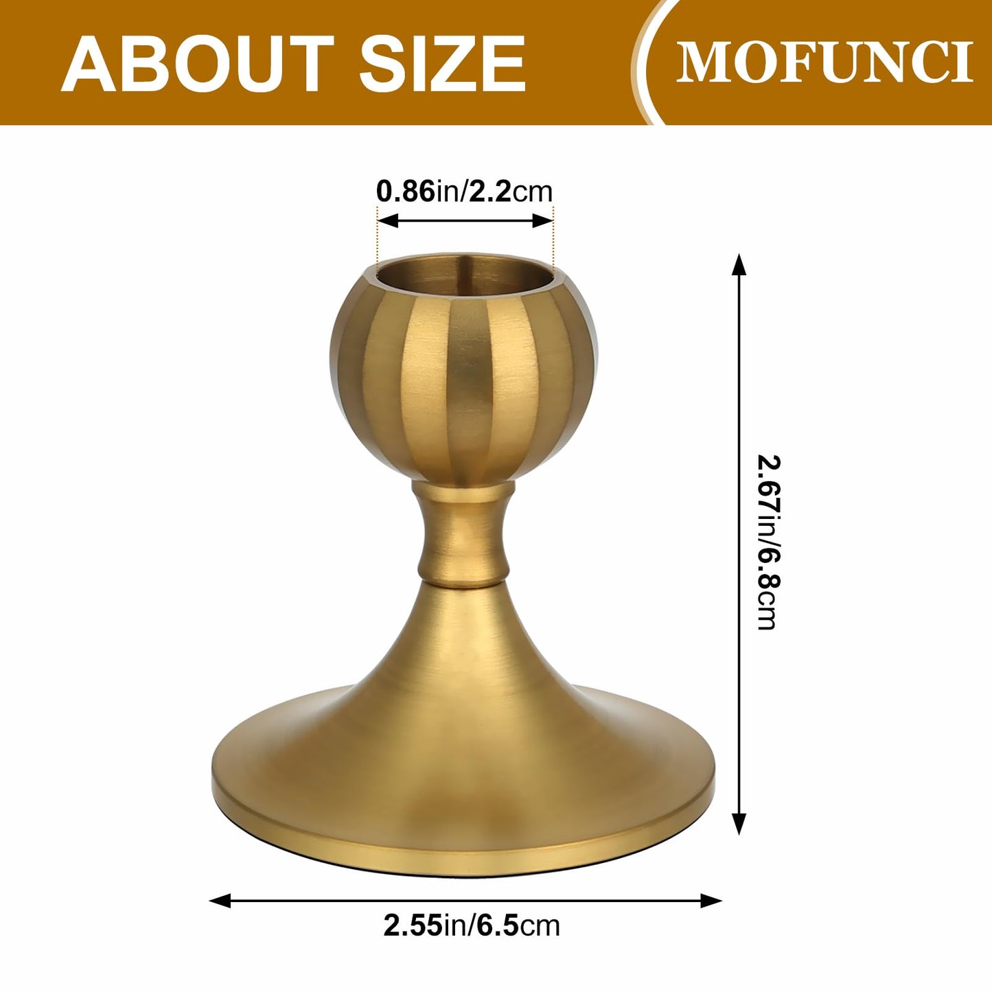 Mofunci Candlestick Holders Taper Candle Holders, Gold Candle Stick Holders Decor for Wedding Christmas Birthday Party Holiday, Short Candle Holders for Table Centerpieces Home Decor, Set of 2