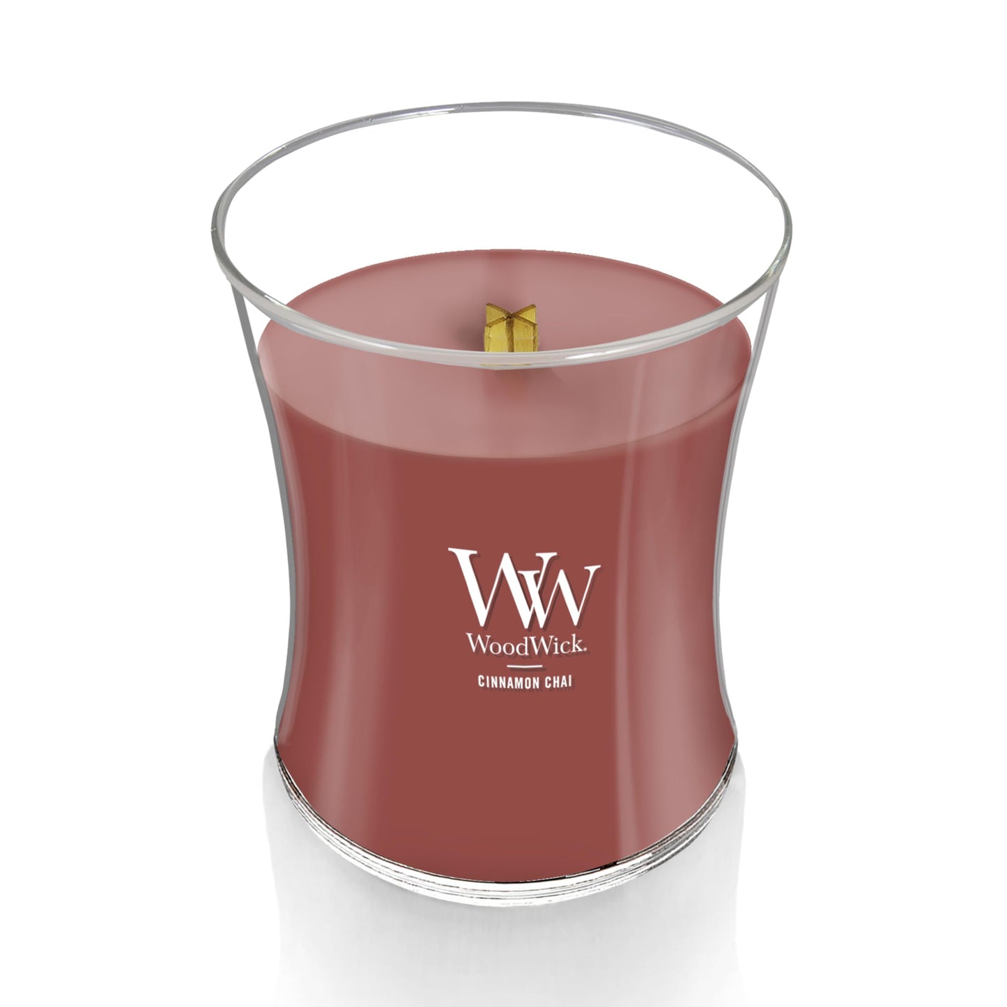 WoodWick Cinnamon Chai Holiday Candle Gifts for Women and Men, 9.7 oz Medium Hourglass Candle with Crackling Wick