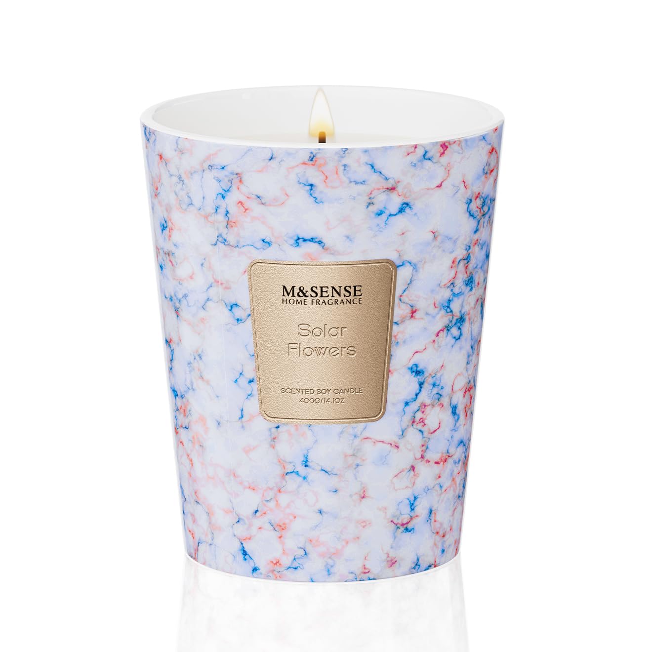 M&SENSE Solar Flowers Scented Soy Candle, 3 Wick Highly Scented 14.1 Oz 75H, Aromatherapy Christmas Gift for Women and Men
