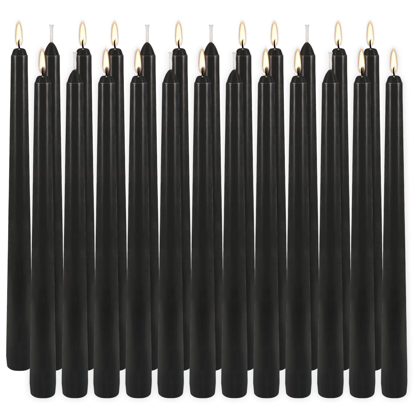 24Pack 10inch Black Taper Candle-Unscented and Smokeless-8hours Long Burning time,Dripless,Ideal for Halloween Taper Candles, Weddings, Dinner,Parties