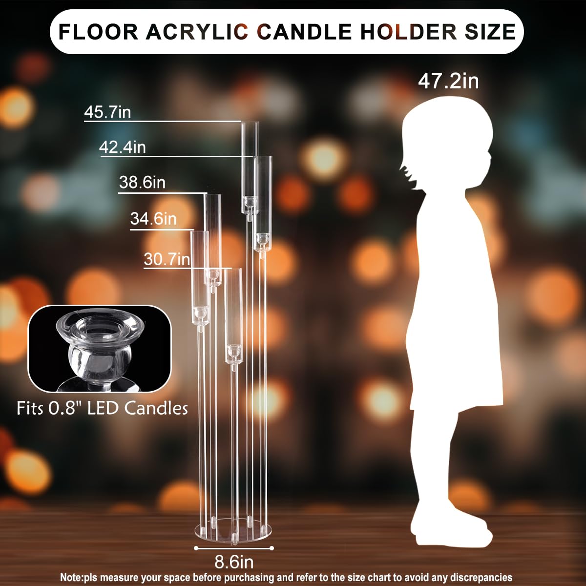 10pcs 5 Arm Acrylic Candelabra Centerpieces for Wedding,Floor Candle Holders with Removeshade for Christmas Party Fireplace Valentine's Day candelabros de centros de mesas Prom Entrance Decorations