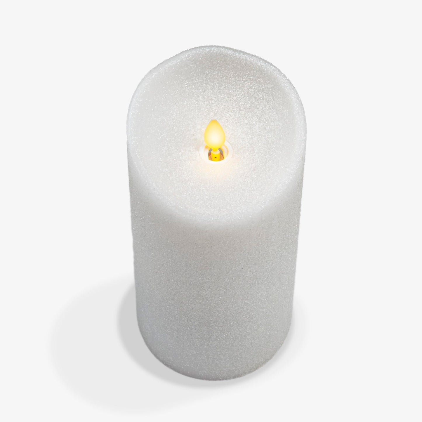 Luminara Glitter Flameless Candle Pillar (White, 3.5" x 7")
