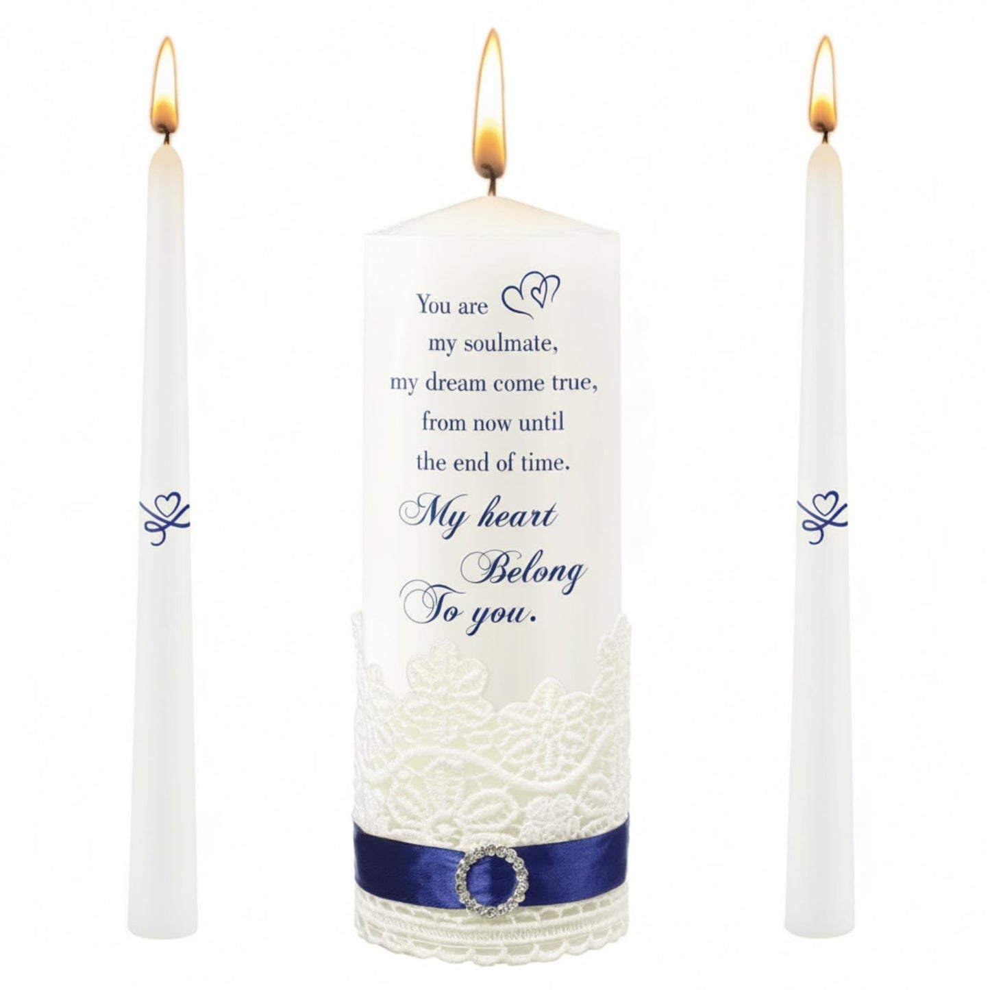 Frienda Unity Candles for Wedding Ceremony Set Wedding Unity Taper Candles Catholic Religious Ceremony Accessories(Heart Style)
