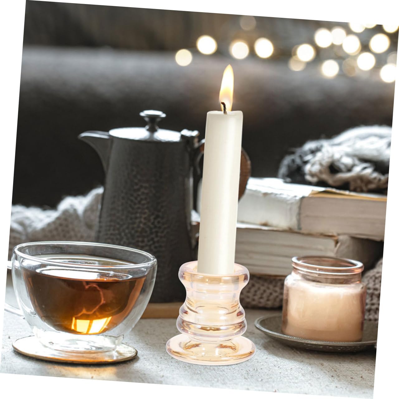 Amosfun 6pcs European Style Glass Tealight Candle Holders Elegant Centerpieces for Weddings Romantic Dinners Home Decor Stable Construction for Use