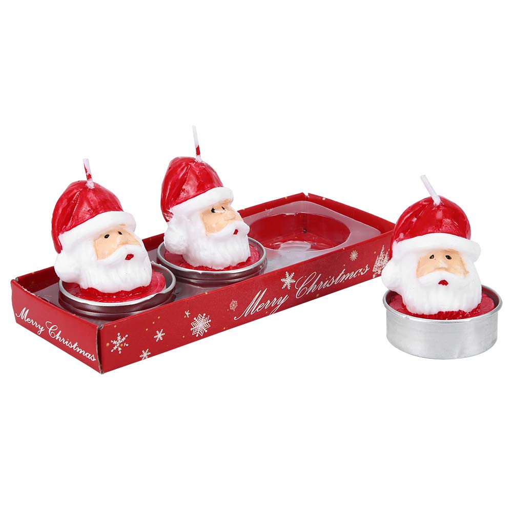 BFYDOAA 6PCS Christmas Tealight Candles Santa Claus Tea Lights Wax Mini Votive Candles for Christmas Scene,Dinner Table Decor