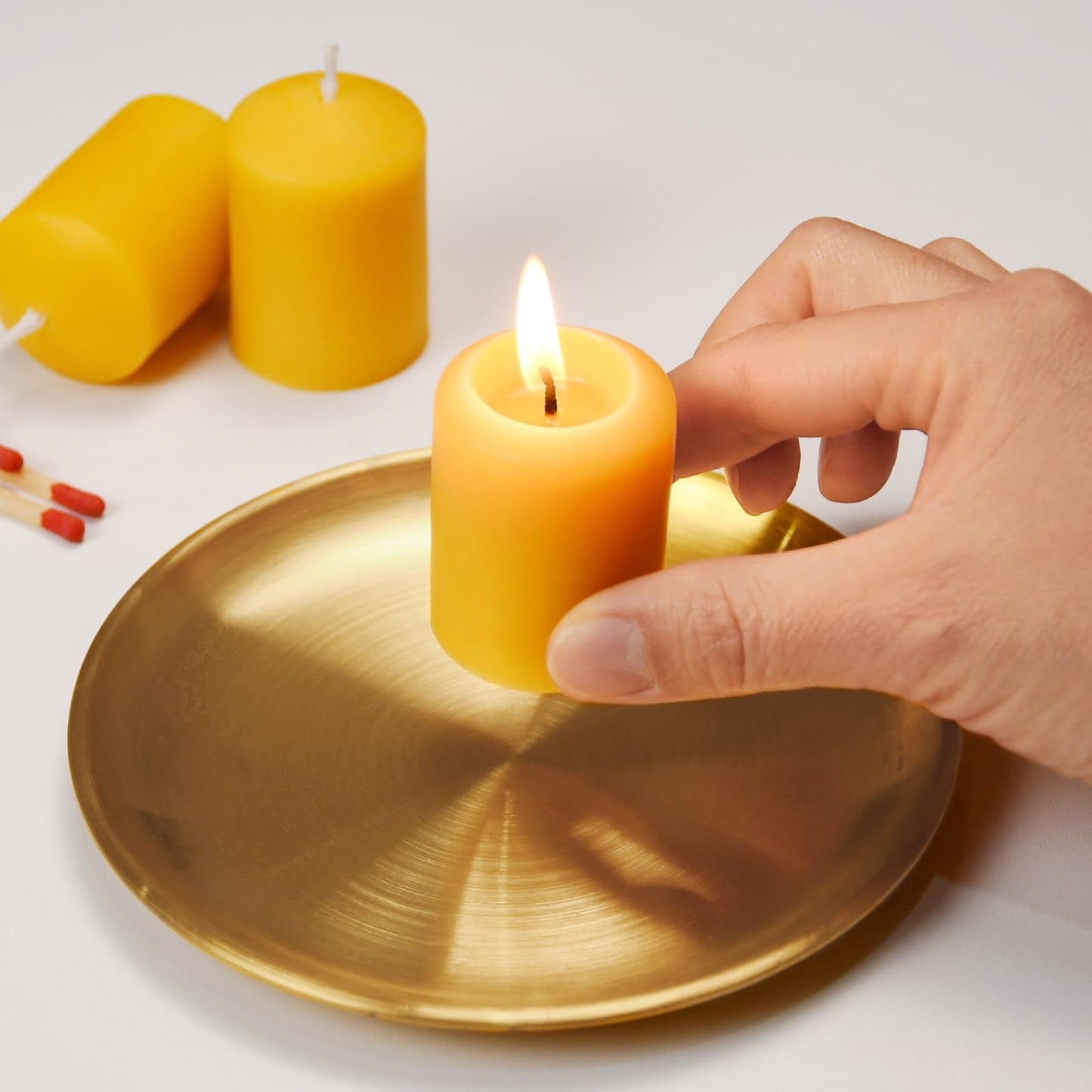 Beeswax Votive Candles-6 Pack Natural Small Votives Set for Home Room Decor Party Wedding Spa Gift