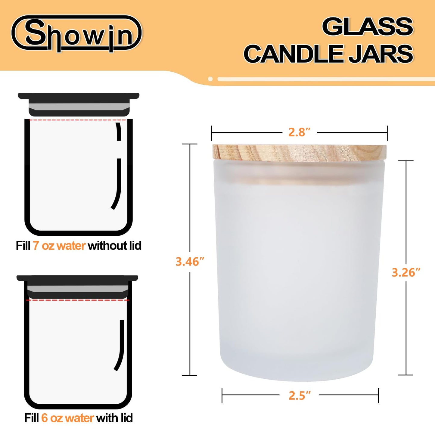 SHOWIN Thick Candle Jars for Making Candles 20 Pcs, 7 OZ Empty Jars with Wood Lids for Candle Making, Sample Container, Frosted White