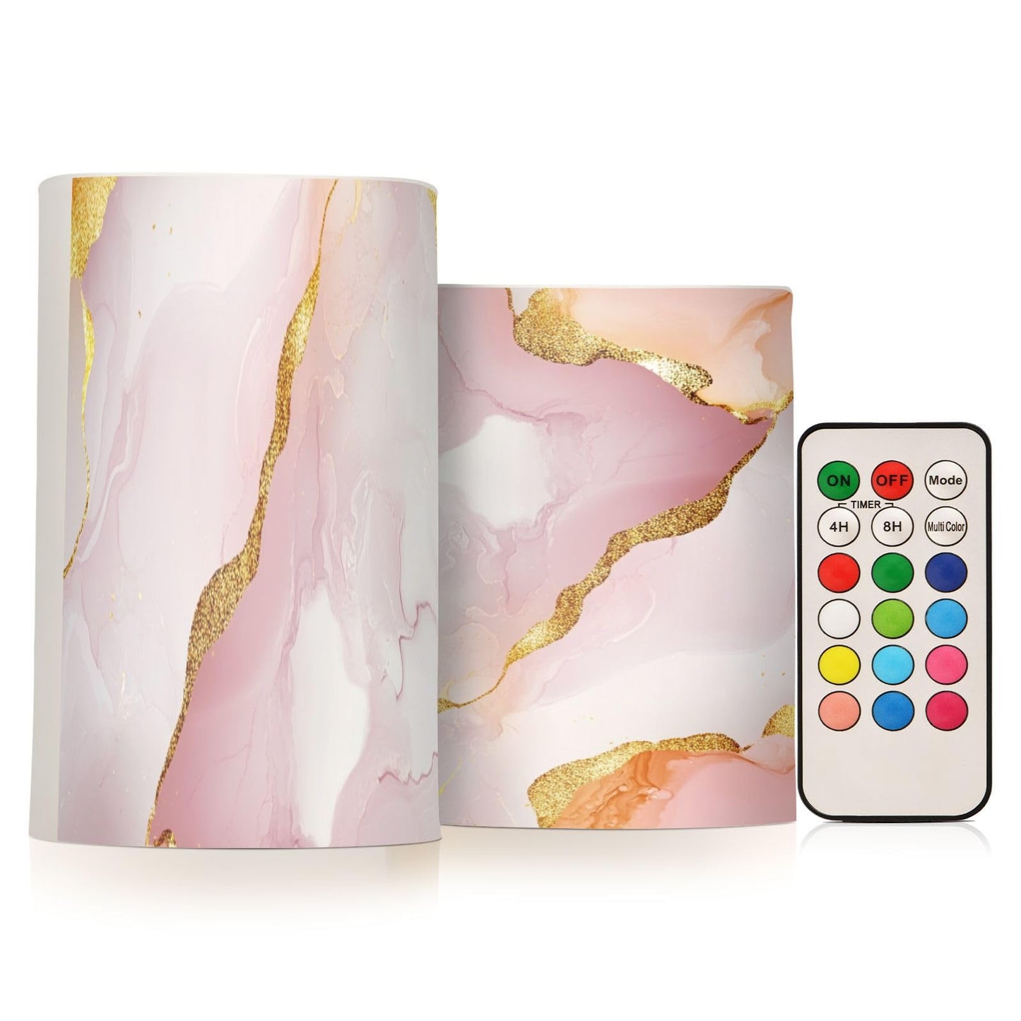 Flameless Flickering Candles Battery Powered Flameless Candles Set for Fireplace Marble Blush White