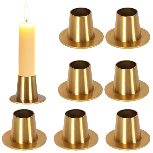 8 PCS Taper Candle Holder, Vintage Metal Candle Holder Candlestick Holder for Home Decoration, Wedding Anniversary, Party, Housewarming Gifts (Bronze)