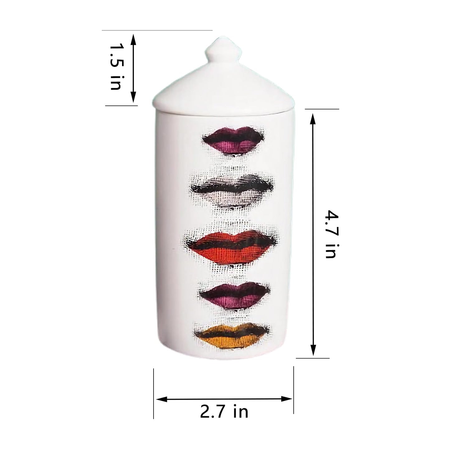 Beccalame Ceramic Candle Jar with Lid Cotton Swab Holder Home Kitchen Fireplace Bedroom Decor Candle Holder (L2)