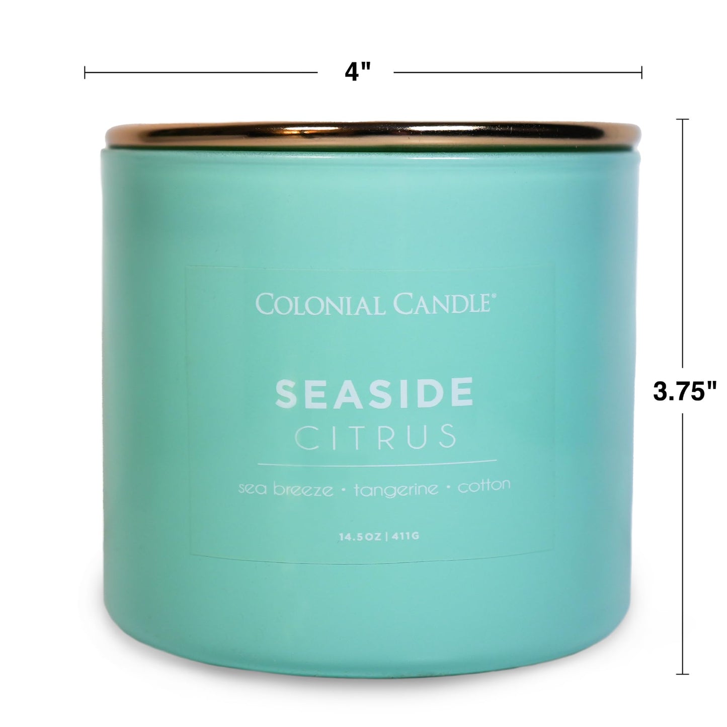 Colonial Candle Seaside Citrus Scented Jar Candle, Pop of Color Collection, 3 Wick, 14.5 oz - Up to 60 Hours Burn
