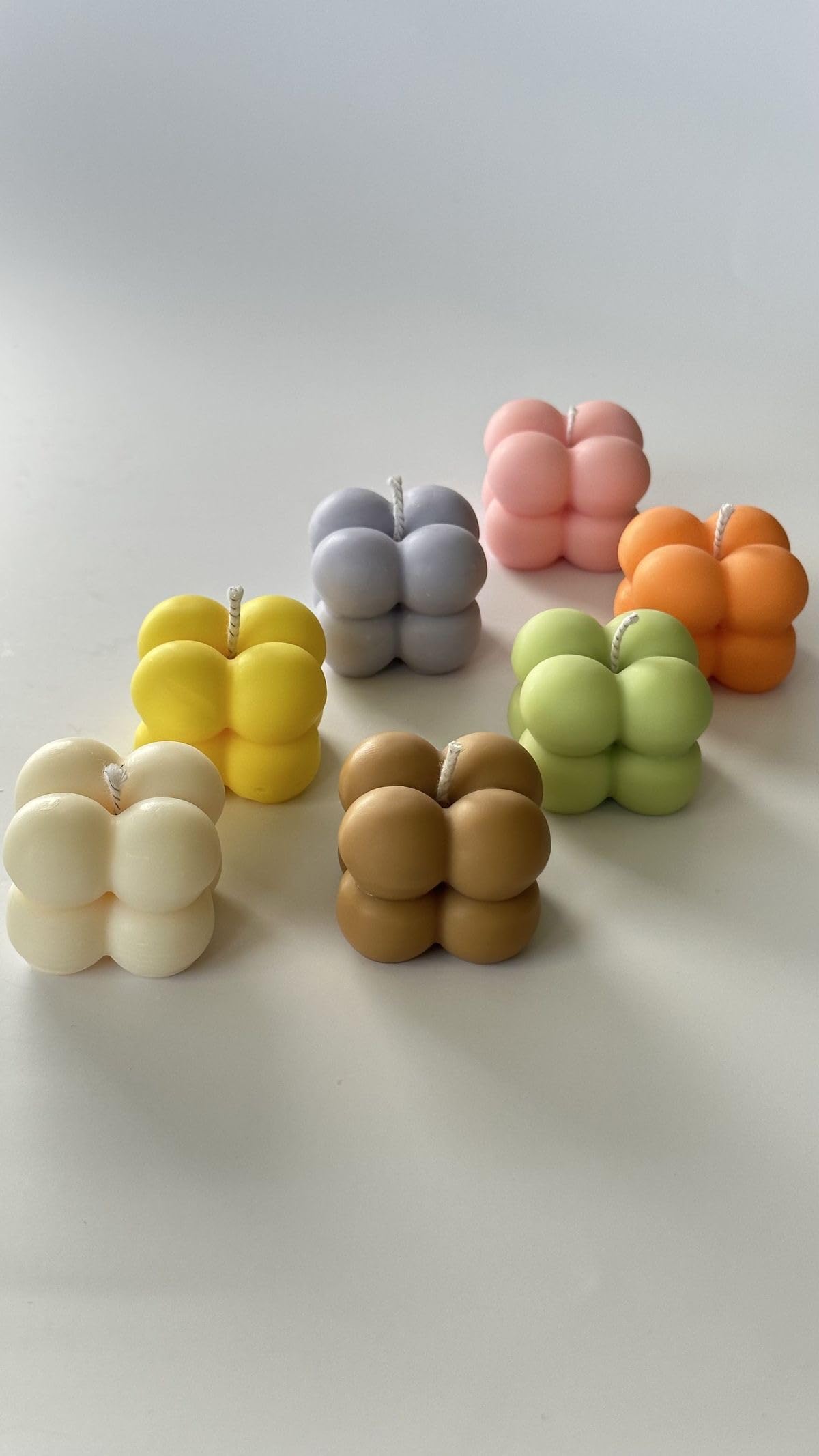 Handmade Pure Soy Wax Mini Bubble Candle Set, Decorative Tulle Wrapped, Wedding Party Favors, Modern Minimalist Style, Set of 6