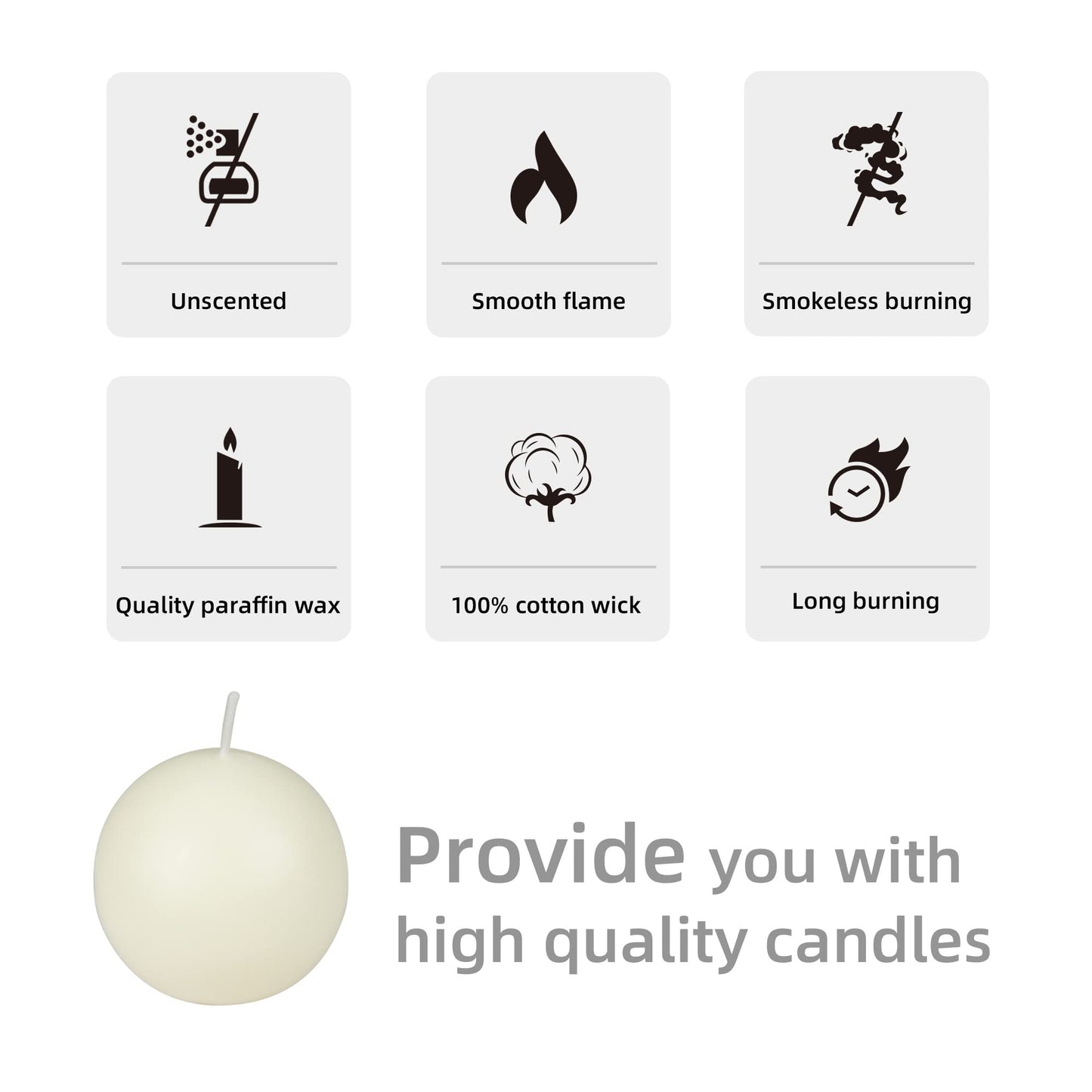 3 Inch Pale Ivory Ball Candles