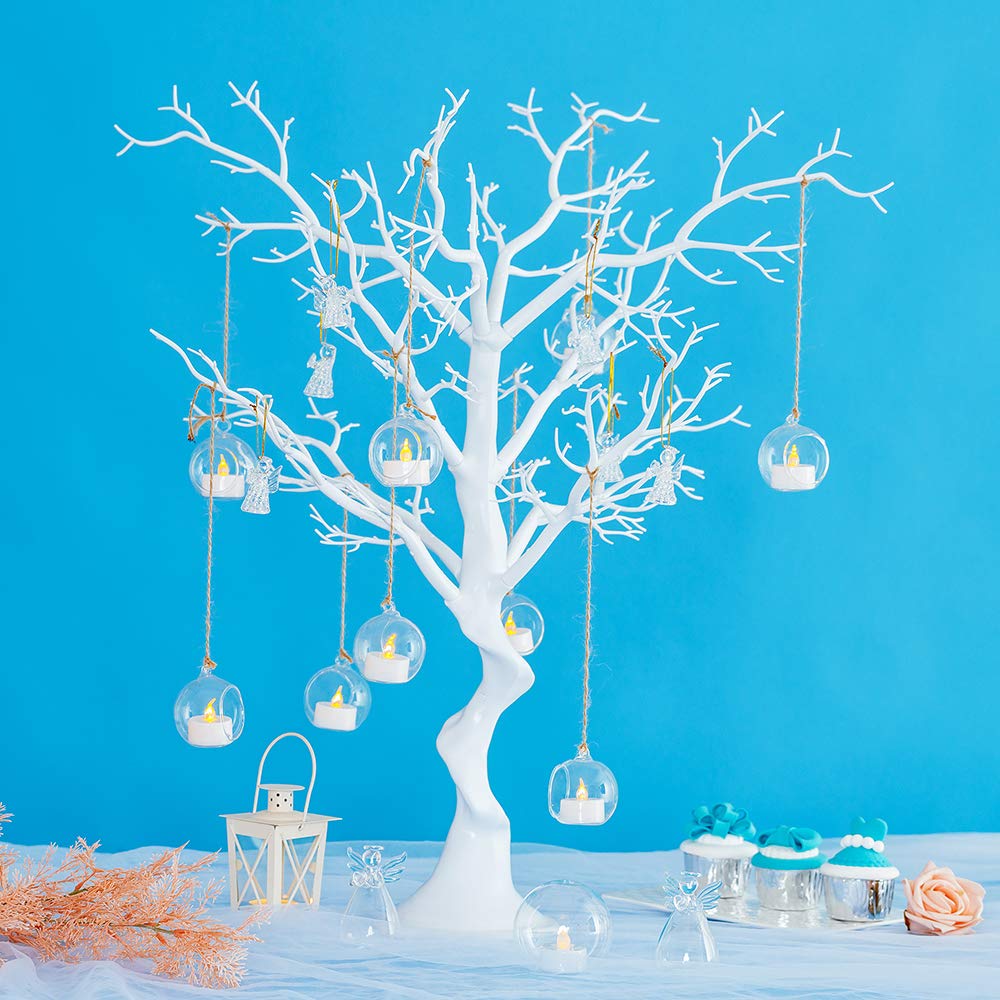 Sziqiqi Hanging Glass Globes Orbs Tea Light Candle Holders fillable with Trinkets for Wedding Ornaments, Wedding Birthday Christmas Party Centerpiece Accessory 2.36inch 100pcs +8 Extra