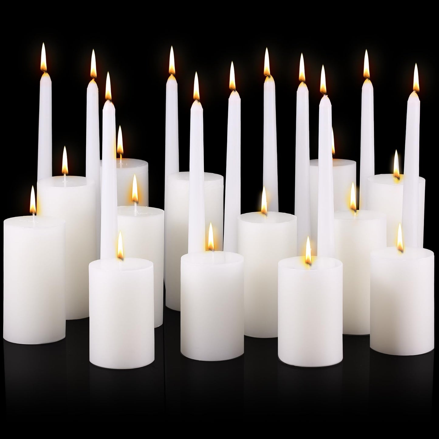 MTLEE 54 Pcs Unity Candles Set for Christmas Unity 4" 5" 6" White Pillar and 10'' Taper Candles Bulk Ceremony Wedding Decorations Accessories for Banquet Party Centerpiece Dining Home Decor