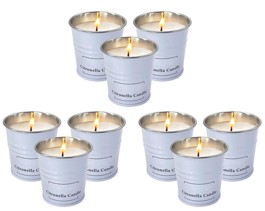 Enhanced Scents Outdoor Citronella Candles, 9 Pack, White, Repel Scented Candles, Control, for Patio, Camping, Outside, Home Scented
