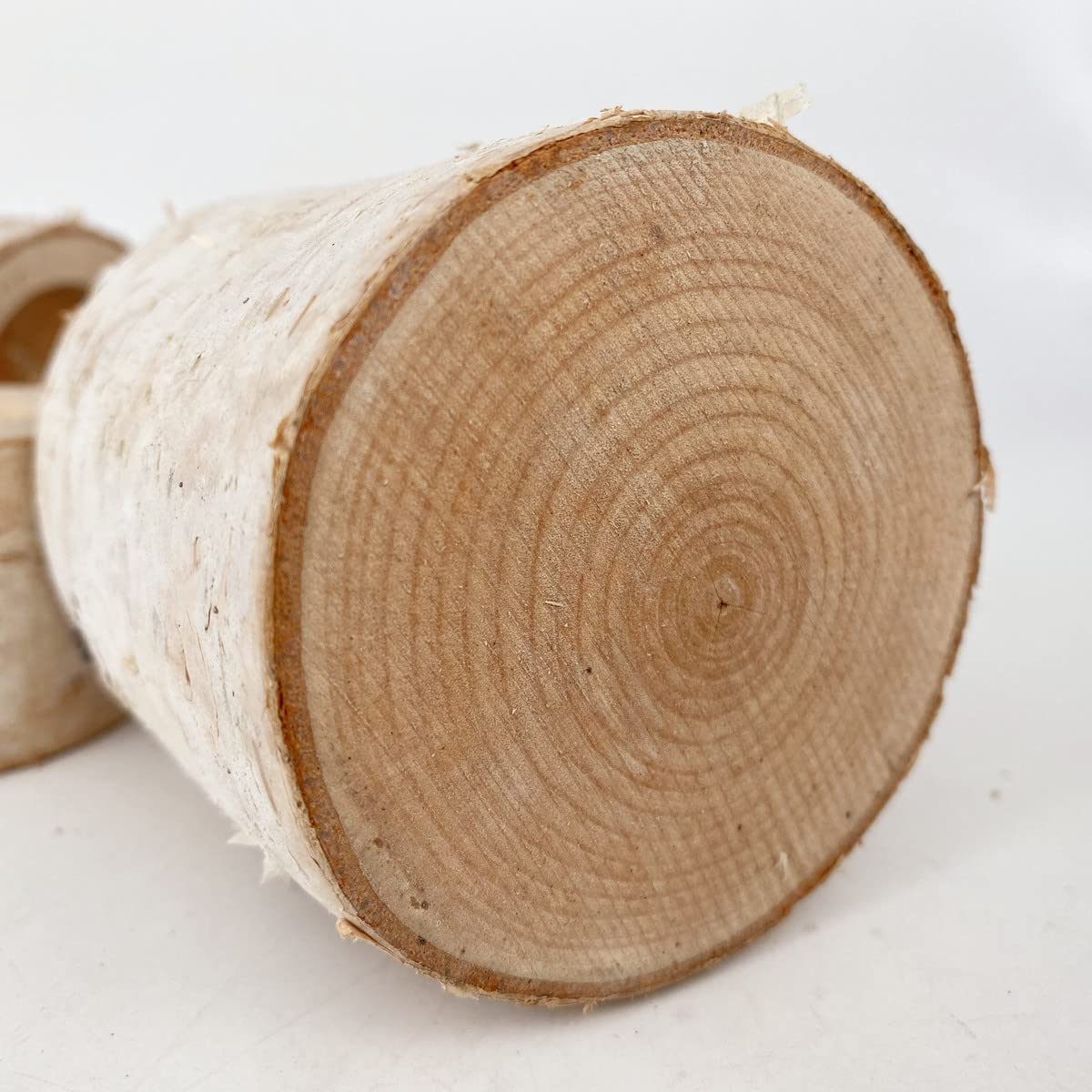 Rustic Wedding Birch Log Tealight Candle Holder Wood Table Decor Wooden Candle Holder Party Decoration (Pack of 3(Assorted Height))