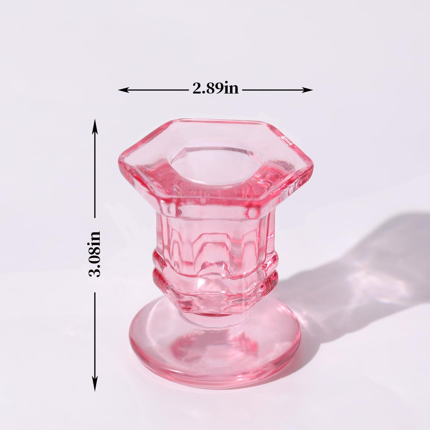 Lanttu 12 Pcs Pink Candlestick Holders Bulk, Glass Candle Holders Set, Crystal Taper Candle Holder for Wedding, Table Centerpiece, Home Decoration