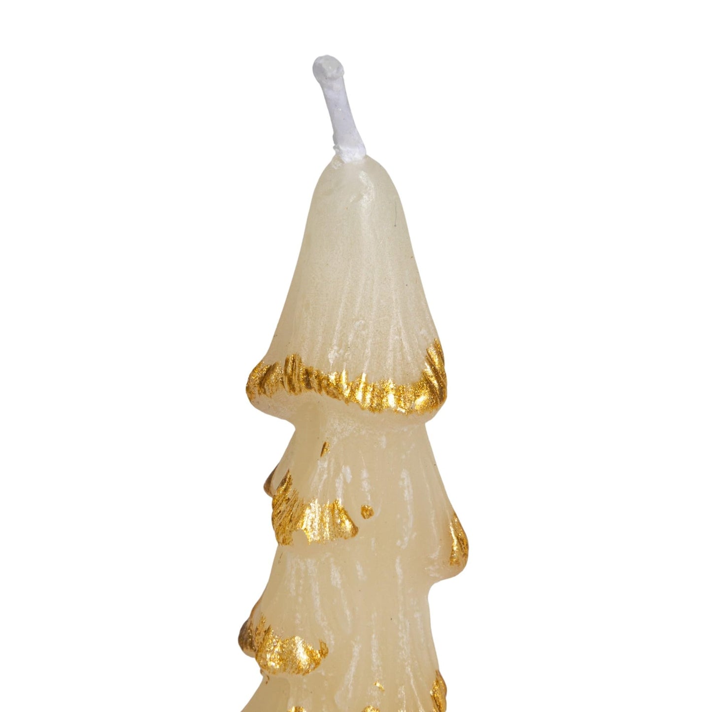 Creative Co-Op Golden-Tipped Elegance Tree Shaped Taper Candles, Eggnog Color, Set of 2