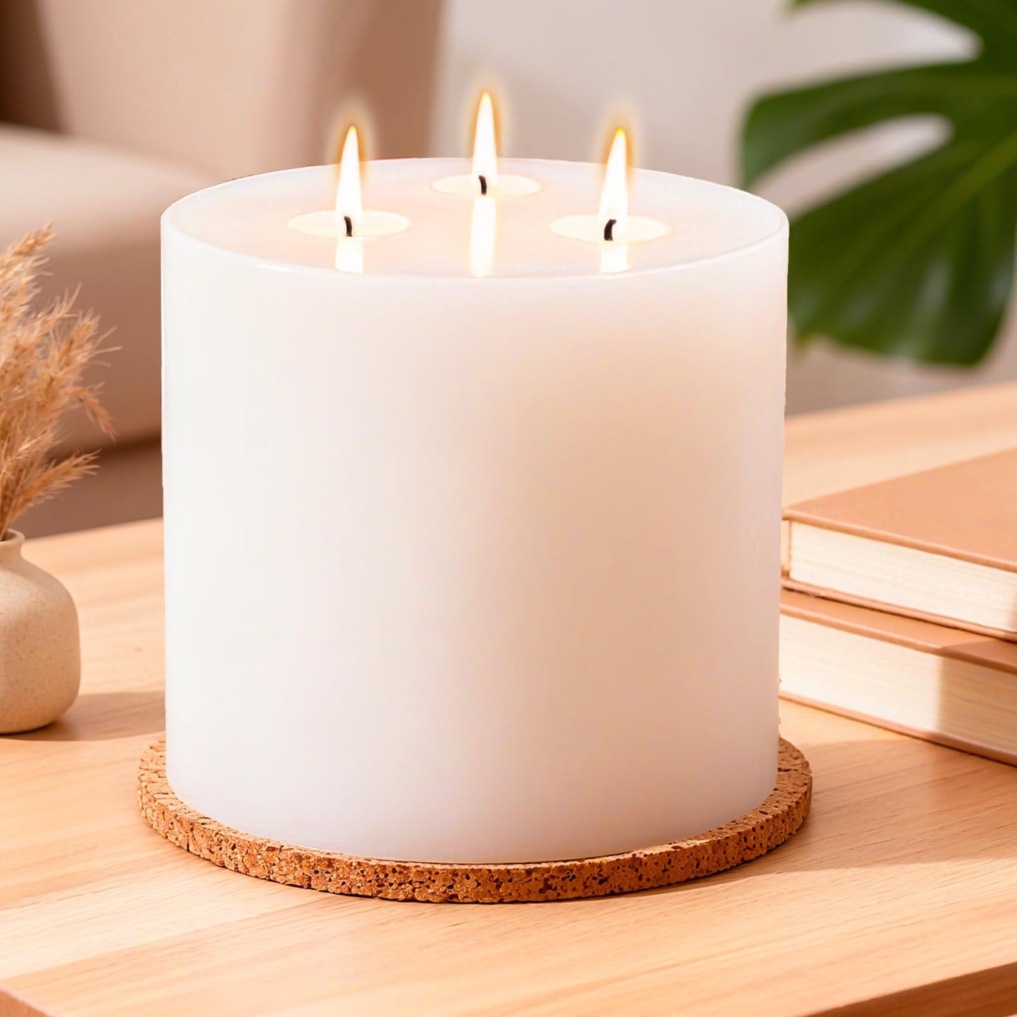 Extra Large Pillar Candles 3 Wick Unscented White Candles Emergency Pillar Candle 175 Hours Long Burning Candle 6" x 6" Dripless Smokeless Dinner Candles for Home Party Wedding