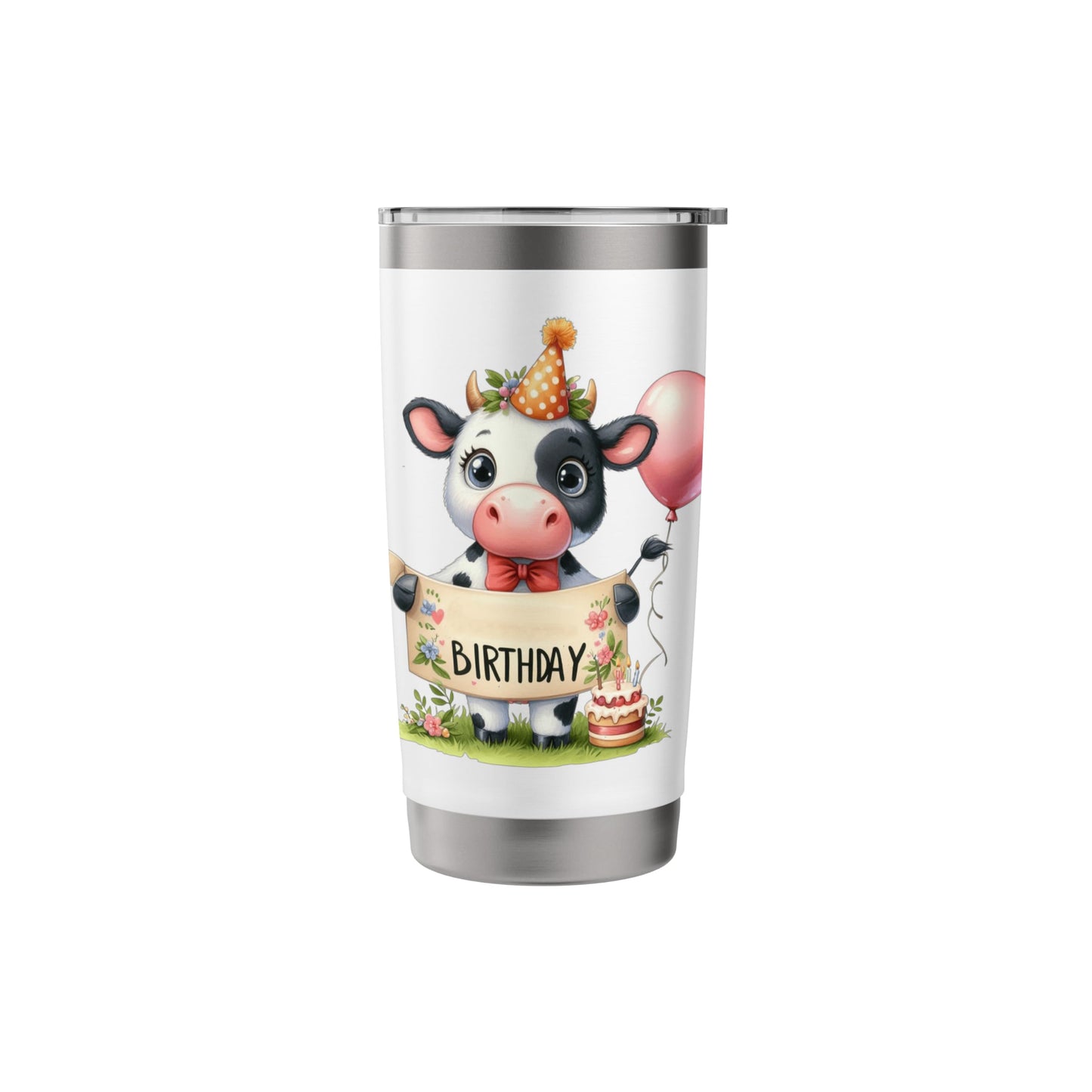 Cute Cow Celebration Party Animal Design Stainless Steel Insulated Tumbler