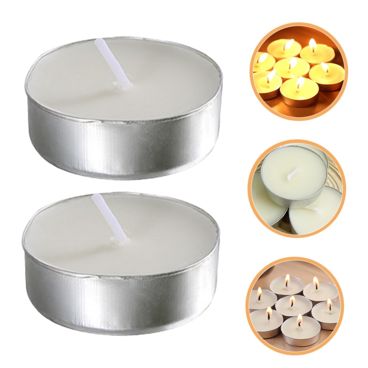 MINAOLULUS Tealight Candles White Unscented Round Wax Small Tea Lights 50pcs, Dripless Wedding and Home Decor Proposal Lighting, Long Burn Time