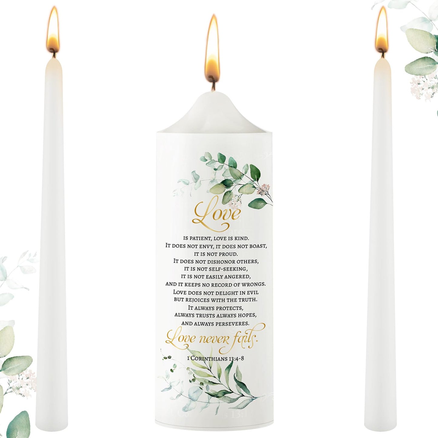 Frienda Unity Candles for Wedding Ceremony Set Wedding Unity Taper Candles Catholic Religious Ceremony Accessories(Leaf Style)