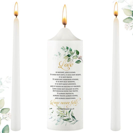 Frienda Unity Candles for Wedding Ceremony Set Wedding Unity Taper Candles Catholic Religious Ceremony Accessories(Leaf Style)