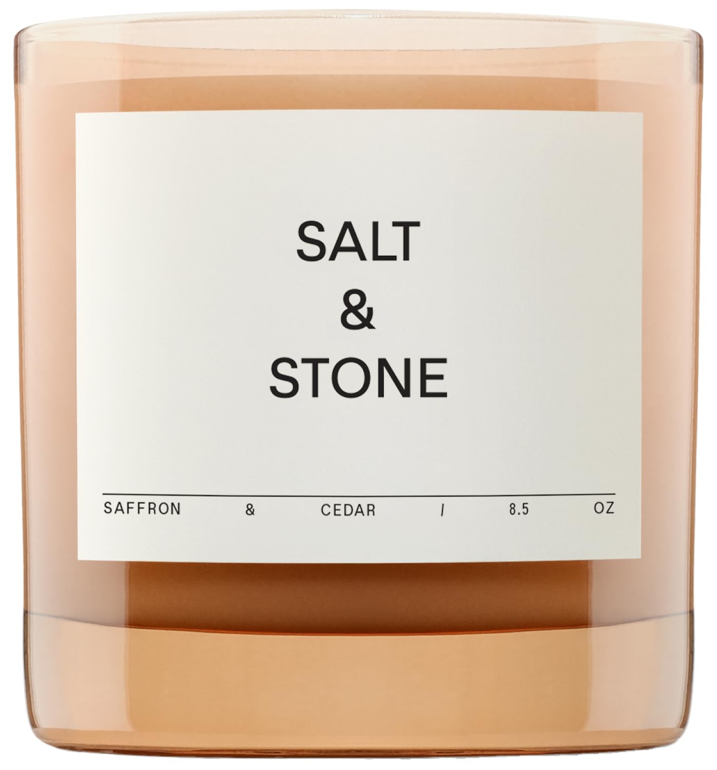Salt & Stone Scented Candle for Women & Men | Coconut & Soy Blend Wax | Hand-Poured, Aromatic & Fragrant | 100% Cotton Wick | Long-Lasting 50 Hour Burn Time | Saffron & Cedar 8.5 oz