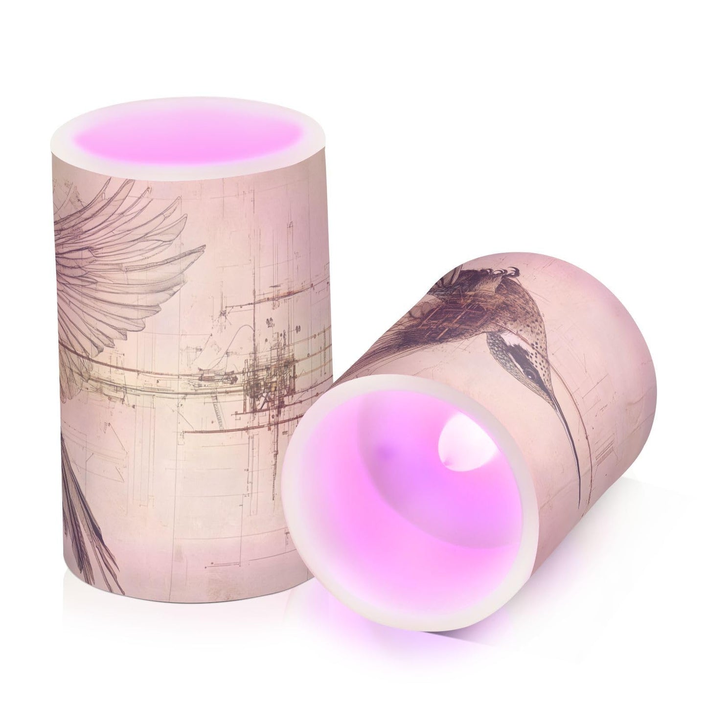 PDZRMY Flameless Candles Hummingbird Asbtract with Remote Set of 2 - No Batteries Included, 3” Battery Candles Flickering with 24 Hours Timer, LED Pillar Votive Candles