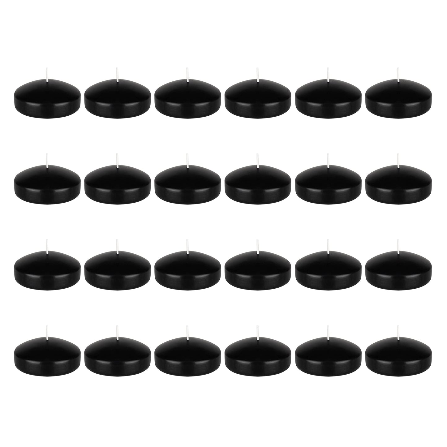 Mega Candles 24 pcs Unscented Black Floating Candles, Hand Poured Wax Candle 3 Inch Diameter, Home Décor, Wedding Receptions, Occasions, Festivities, Events, Meditations, Tranquility, Spa