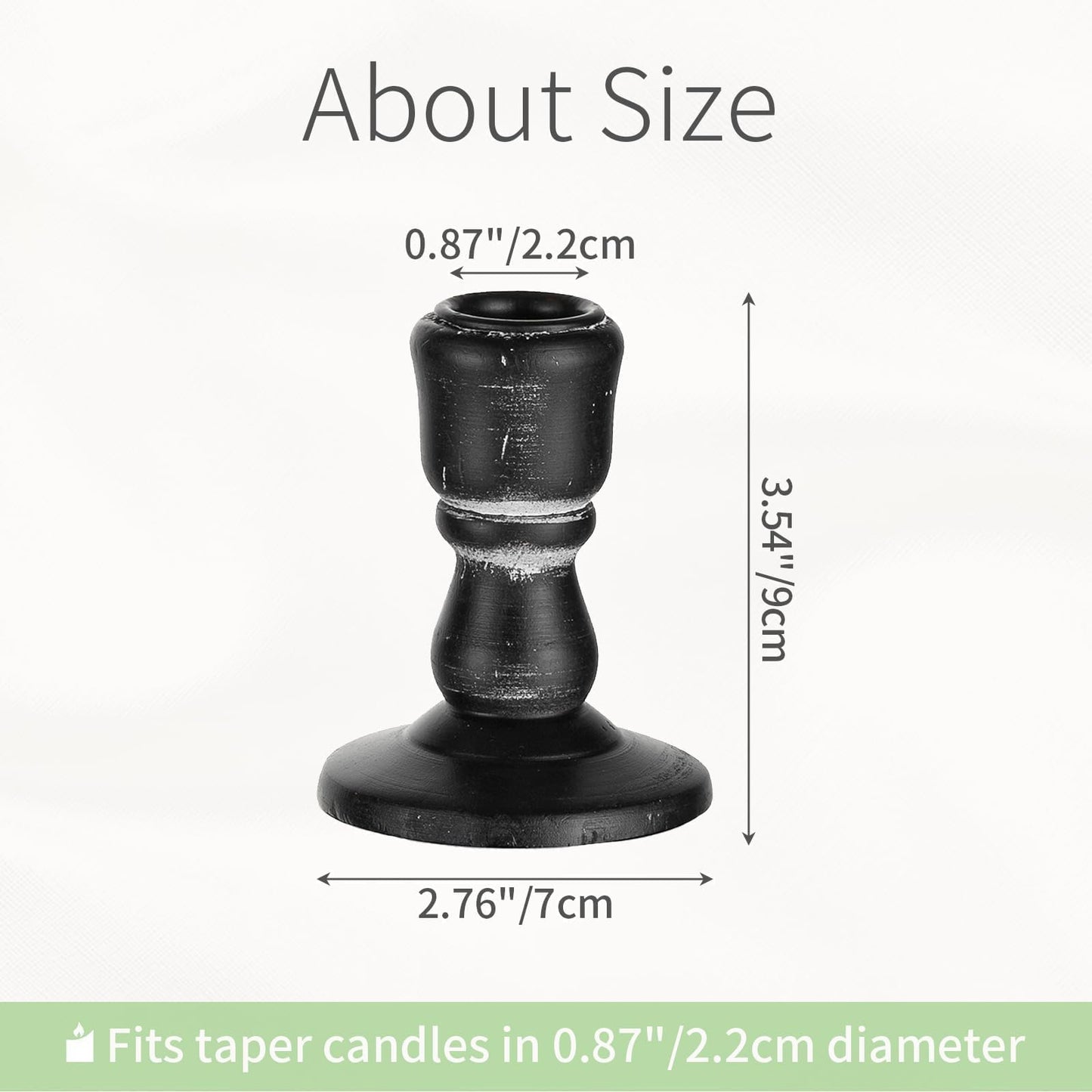 Inweder Wooden Taper Candle Holders: Wood Candlestick Holders Rustic Black Farmhouse Fall Decor for Halloween Living Room Dinning Table Centerpiece Christmas Set of 2