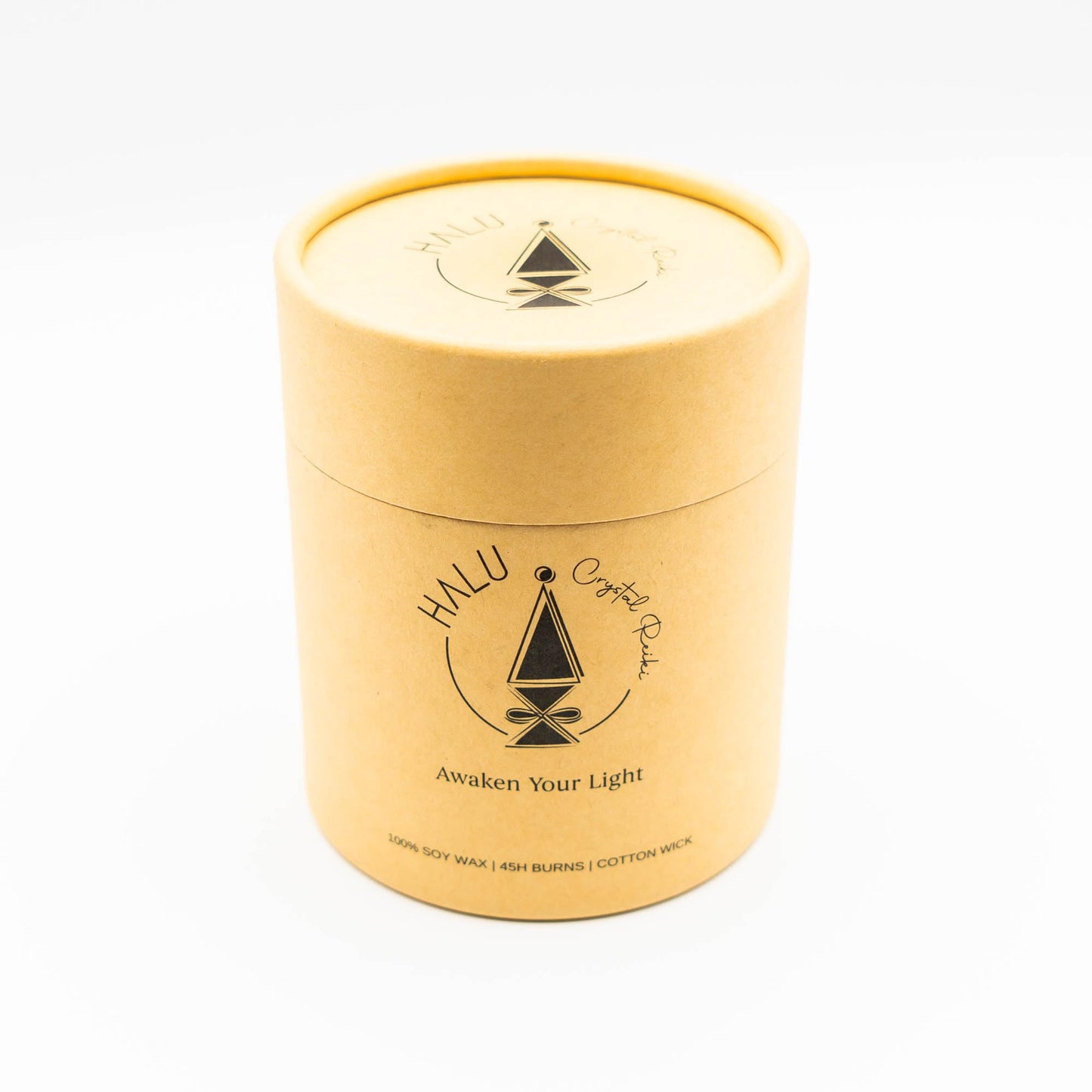 Verbena Scented Candle + Obsidian Crystal | Aromatherapy | Meditation | Reiki Infused | 100% Natural Soy Candles