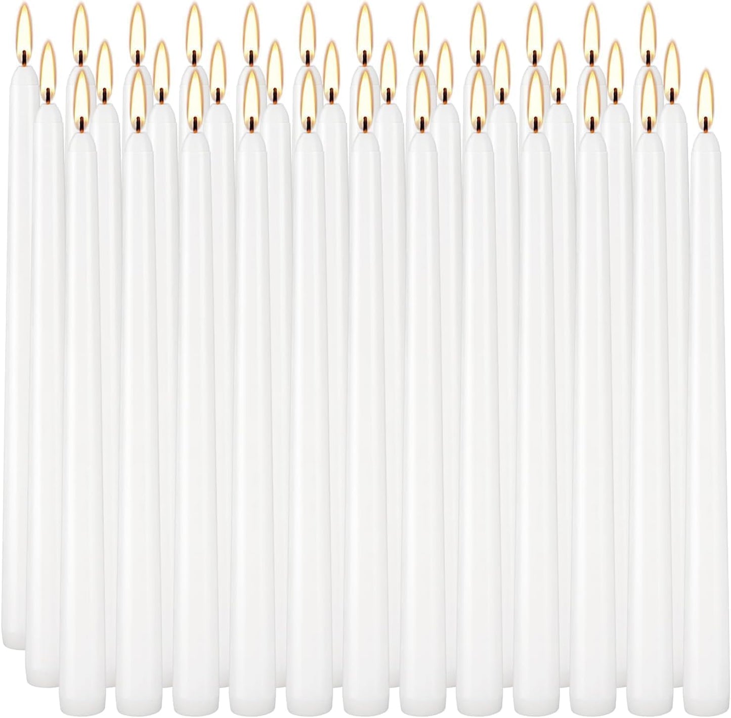 Pandaing 36 Pack White Taper Candles, 6-7 Hours Burn Time, Unscented and Smokeless, 4/5 x 10 Inch Dinner Candle Set for Household, Wedding, Party and Home Décor Candlesticks