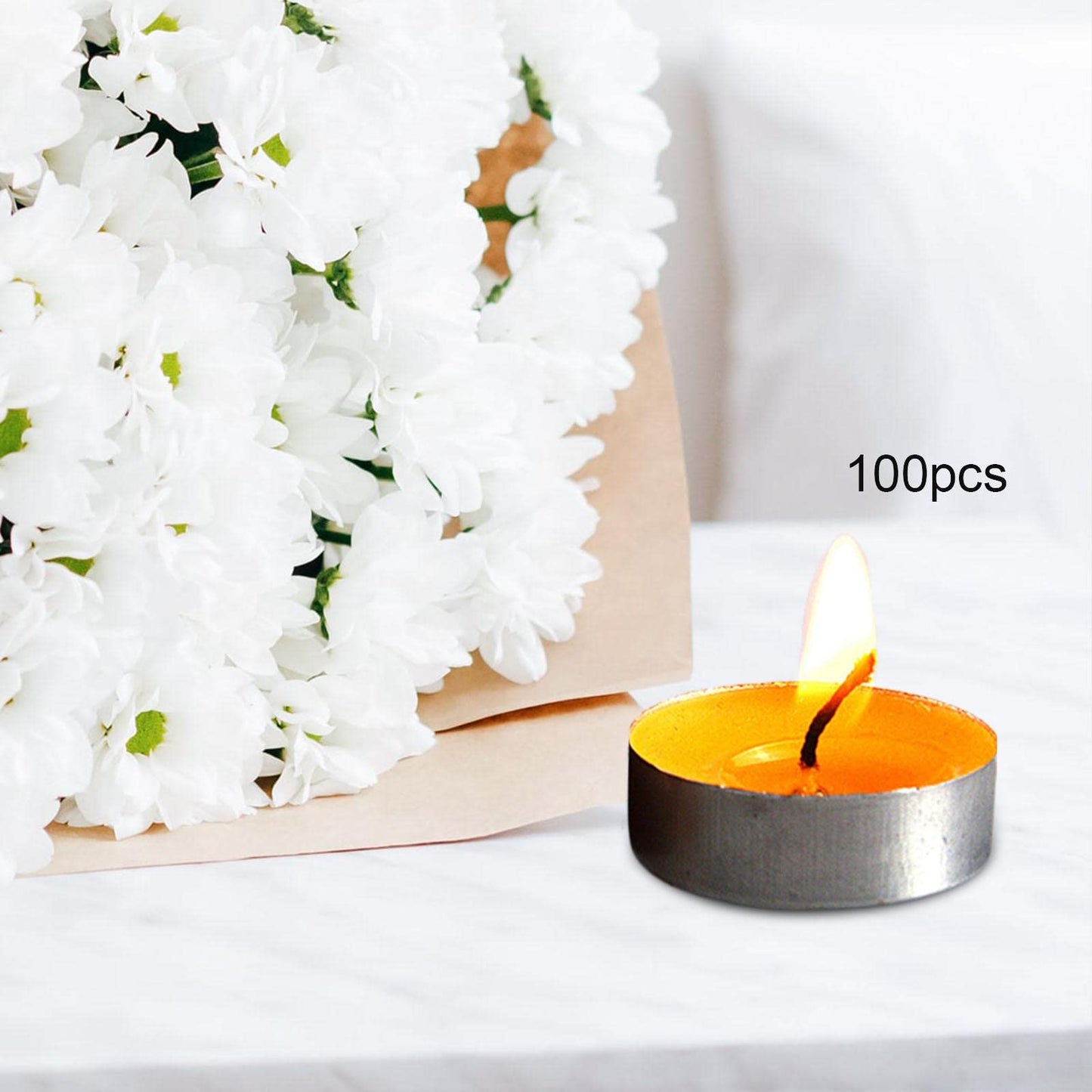 Duiaynke 100x Smokeless Round Candles 1H Long Burning Tea Light Tibetan Buddhist Church Tealight Ghee Butter Lamp Candles for Wedding Meditation Rituals Altars (Yellow)