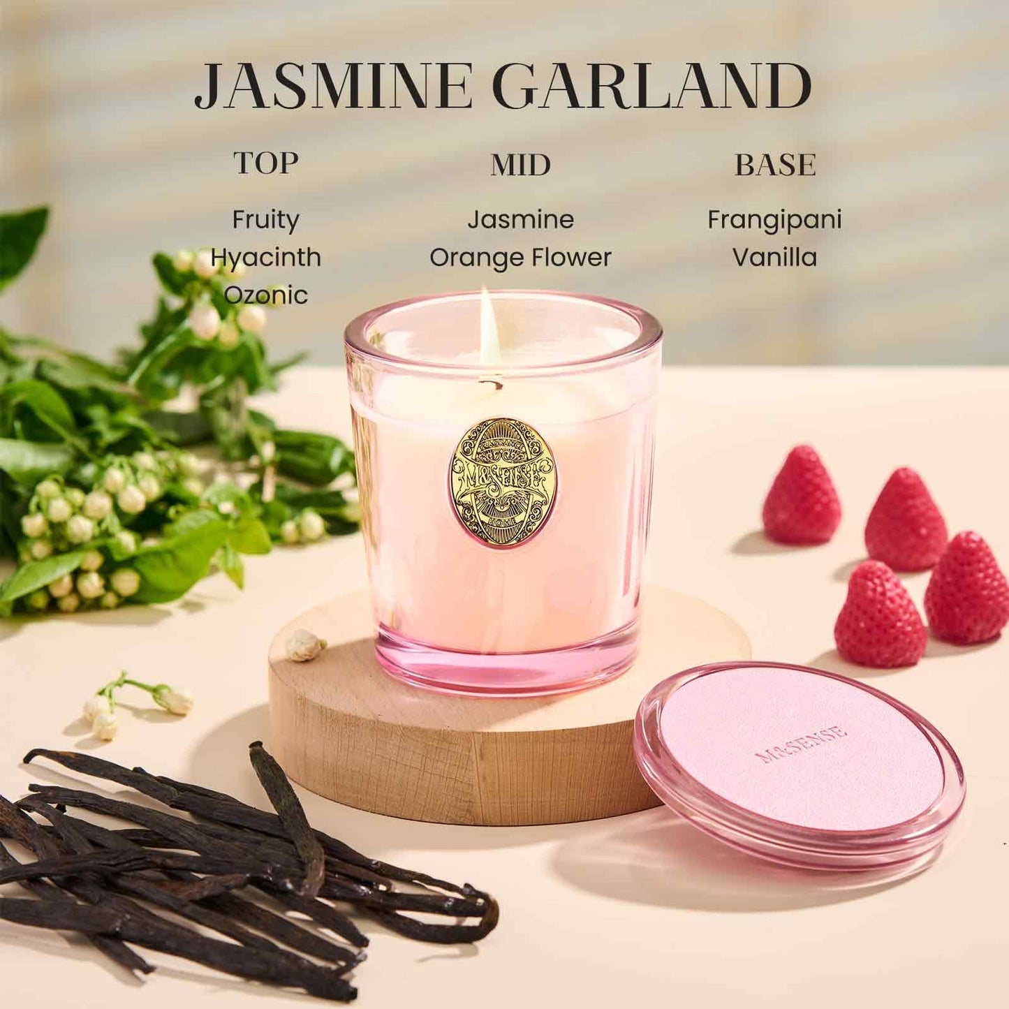 M&SENSE Natural Soy Candle | Jasmine & Pink | 9.2 oz, 50H Burn Time | Candle Gift for Her | Scented Candle for Mothers Day Gifts