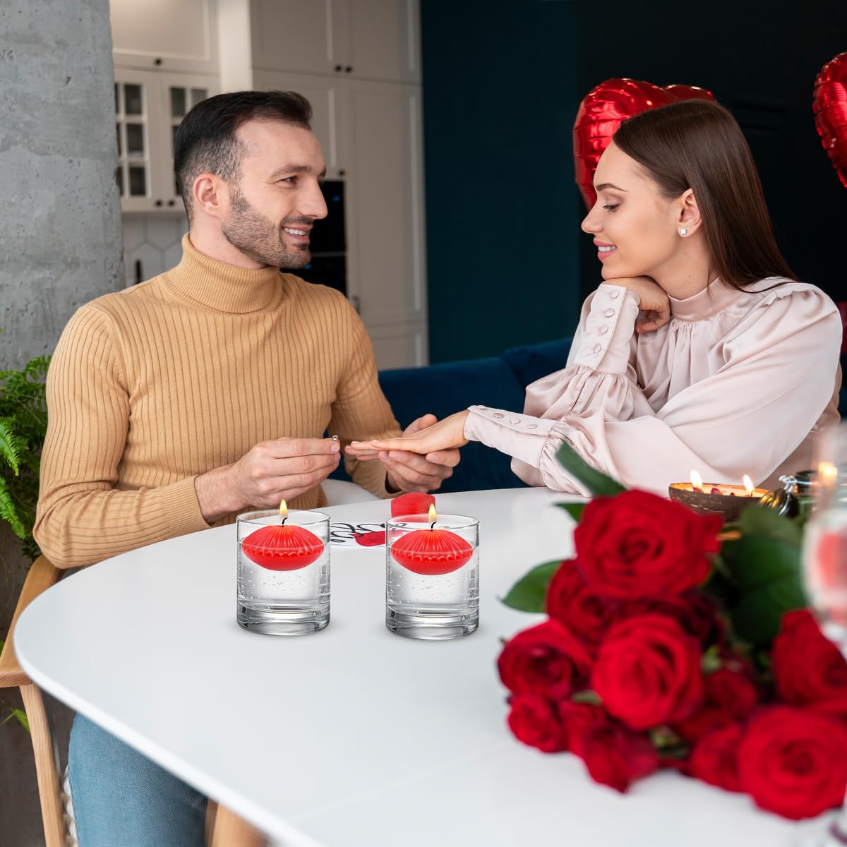 Red Floating Candles for Cylinder Vases, 24 Pack 2 Inches Water Tealight Candles for Centerpieces at Wedding Dinner Party Spa Treatments