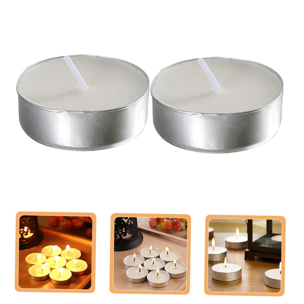 Garneck White Small Tealight Candles 50pcs Pack Unscented Round Wax Tea Lights for Wedding Engagement Party Home Décor Ceremony Lighting