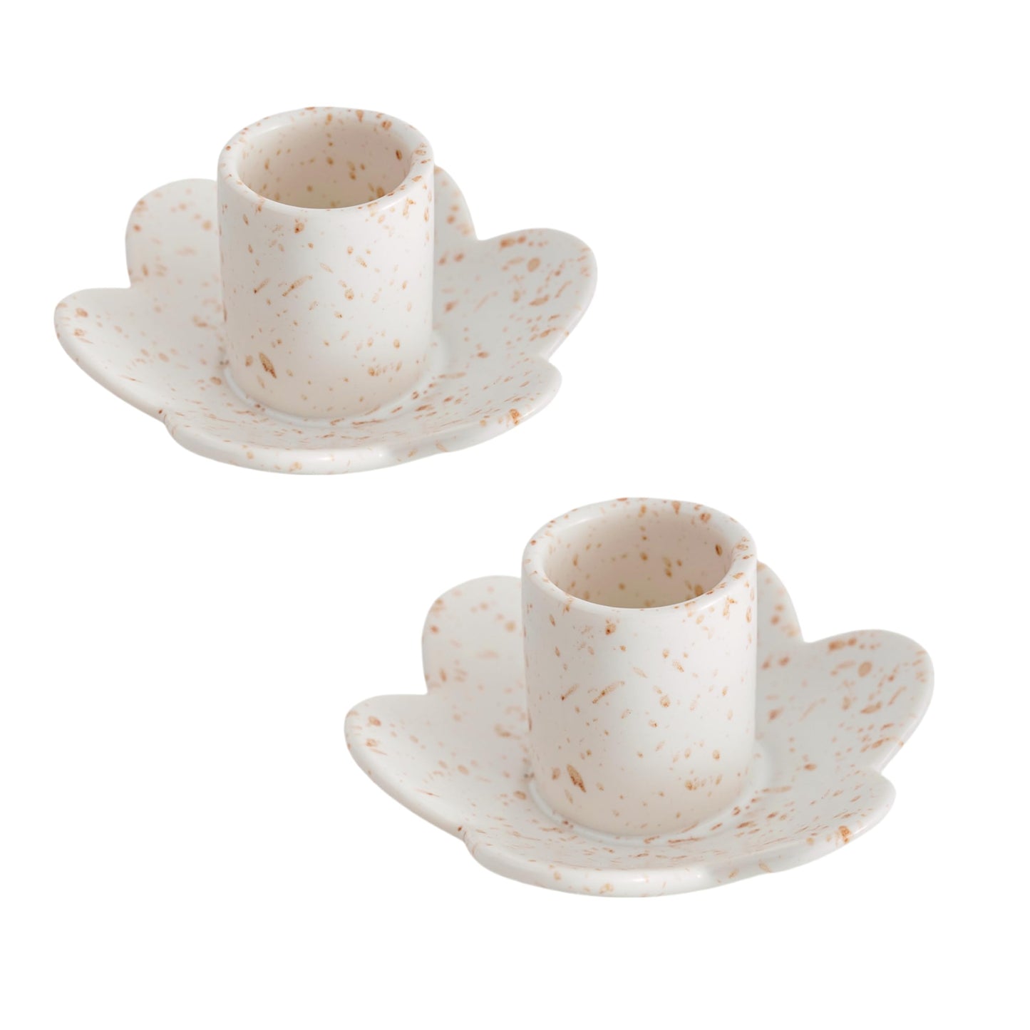 VIRFONOR Ceramic Taper Candle Holders for Table Centerpiece, Decorative Candlestick Holders for Home Wedding Party, Housewarming Gifts, Pack of 2, Flower Shape, White