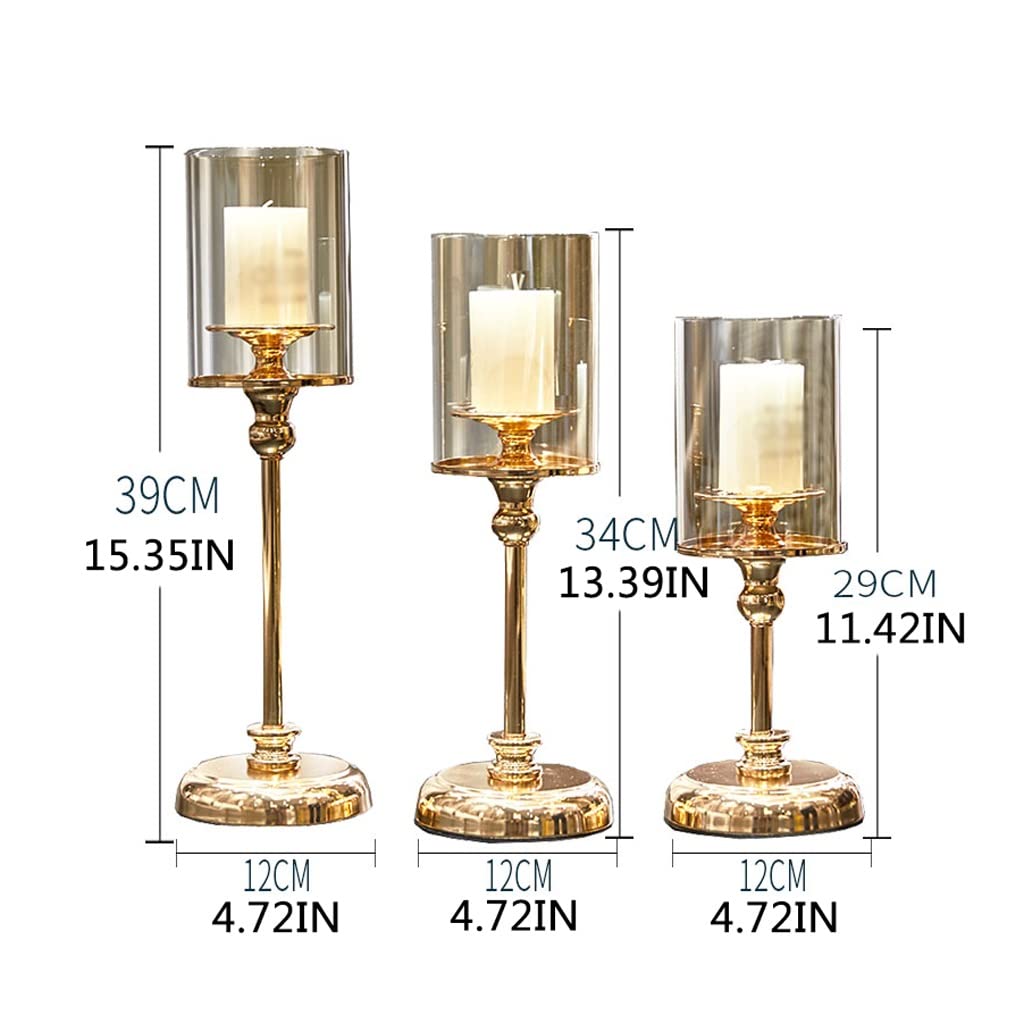 Candlestick Holders European Metal Crystal Candle Lantern Gold Candle Holders Wedding Centerpieces Center Table Candlesticks Parties Home Decor Candle Holders (Color : A)