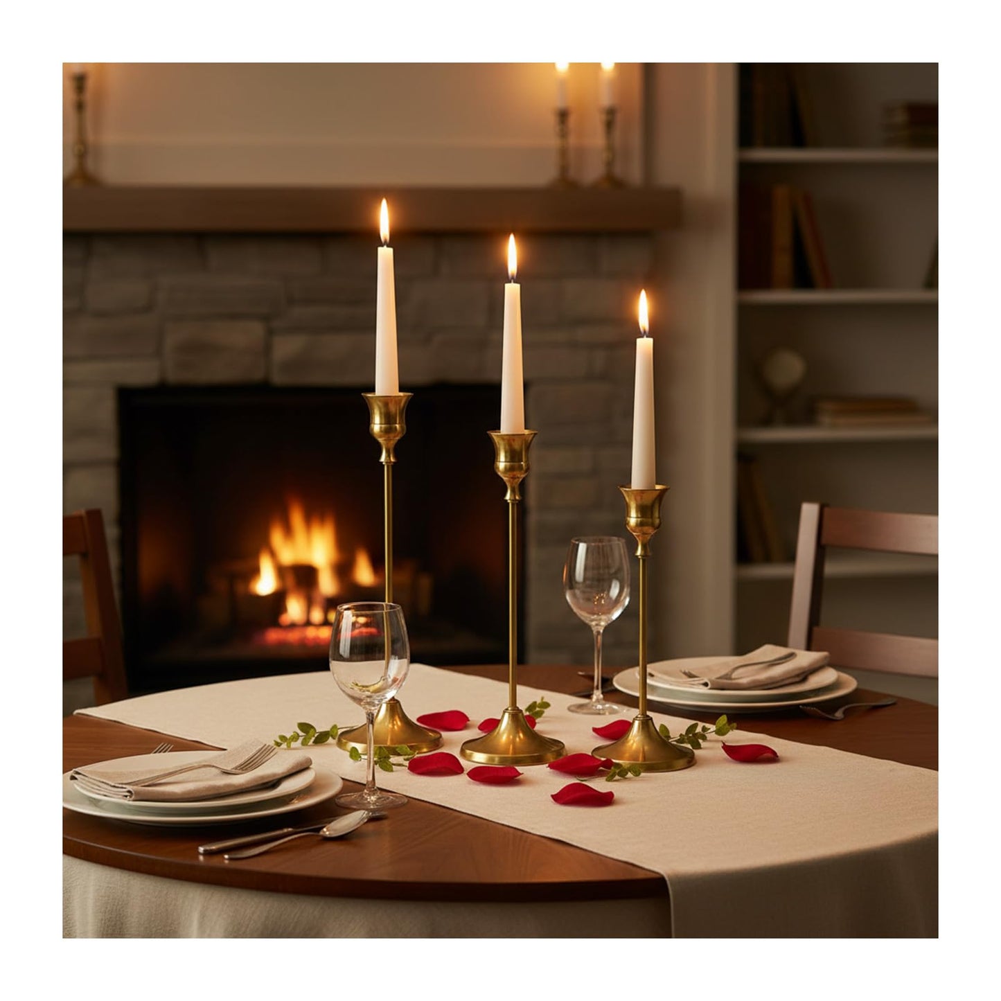Candle Holder, Modern Minimalist Brass Gold Metal Candlestick Holders, Set of 3 Tall - Elegant Taper Candle Holders for Table Centerpiece, Wedding, Dinner Party Home Decor