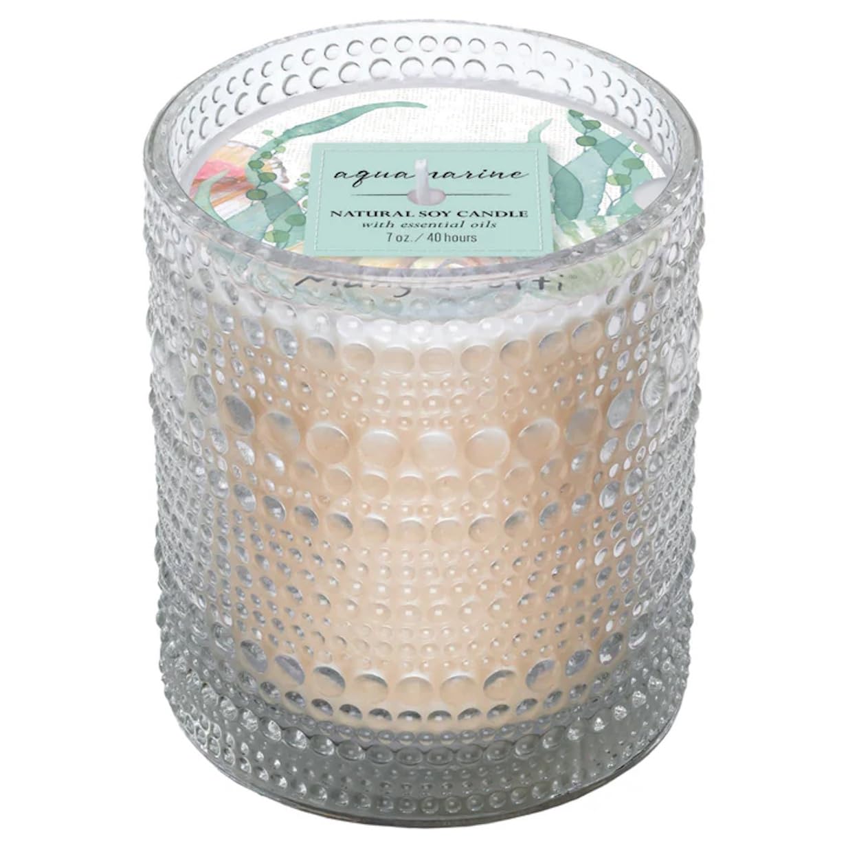 Mangiacotti Scented Aromatherapy Candle Made in The USA Hand-Poured Fragrant Candles in Glass Holder 40-Hour Burn Time, 7-Ounce, Aquamarine