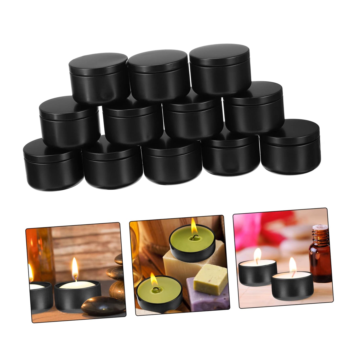 NUOBESTY 12pcs Metal Candle Tins Round Travel Containers for DIY Candles Solid Scented Aromatherapy Storage Portable and Lightweight for Travel Use