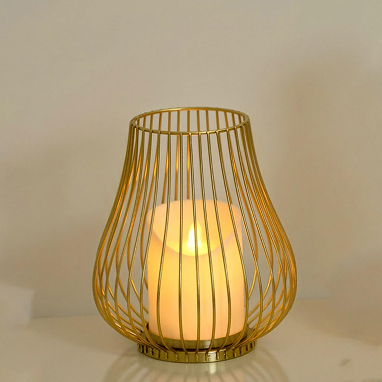 Metal Candle Holder for Pillar Candles, Pumpkin Cage Shape Candlestick Holder, Decorative for Table Centerpiece, Fireplace Mantel & Outdoor Event Christmas Decor