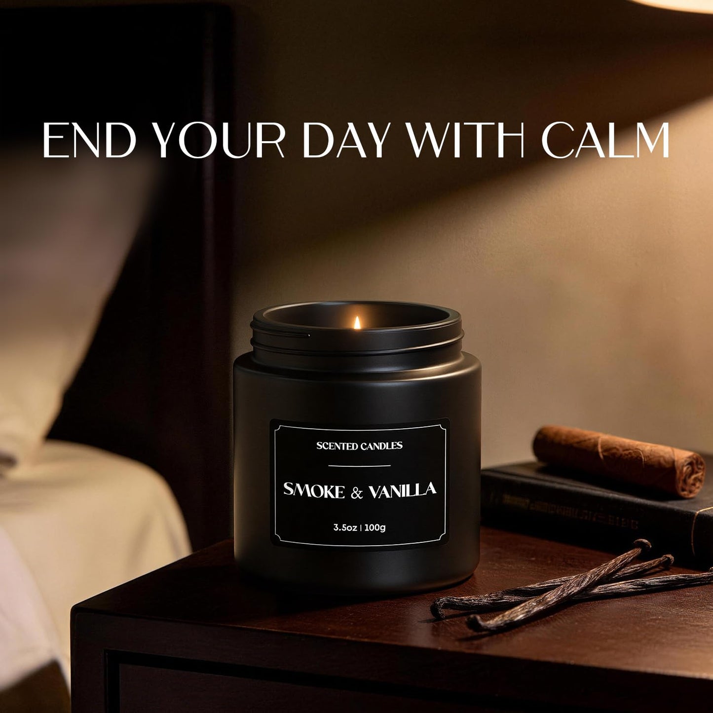 NORVENCE Scented Candles Gift Set, Stress Relief Candles for Home, Premium Soy Candle Set, Candles for Men and Men, Birthday Gifts (Black, 7 oz)