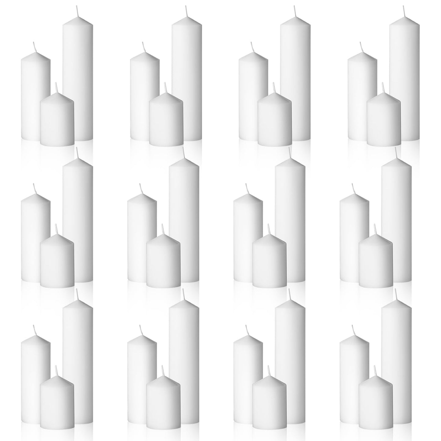 36PC White Pillar Candles Bulk 2 in x 3, 6, 8 Inch Long Burning Wax Pillar Candles Unscented Smokeless Dripless for Wedding Centerpieces Spa Lantern Fireplace Home Christmas Thanksgiving Party Decor
