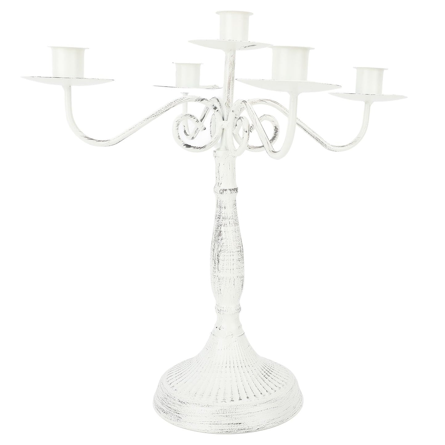 BEIJIALY 5 Arms Cast Iron Candlestick Holders, Metal Candelabra Rustproof Dampproof Iron Candle Holder Decorative Luxurious Candlestick Holder for Weeding Hotel