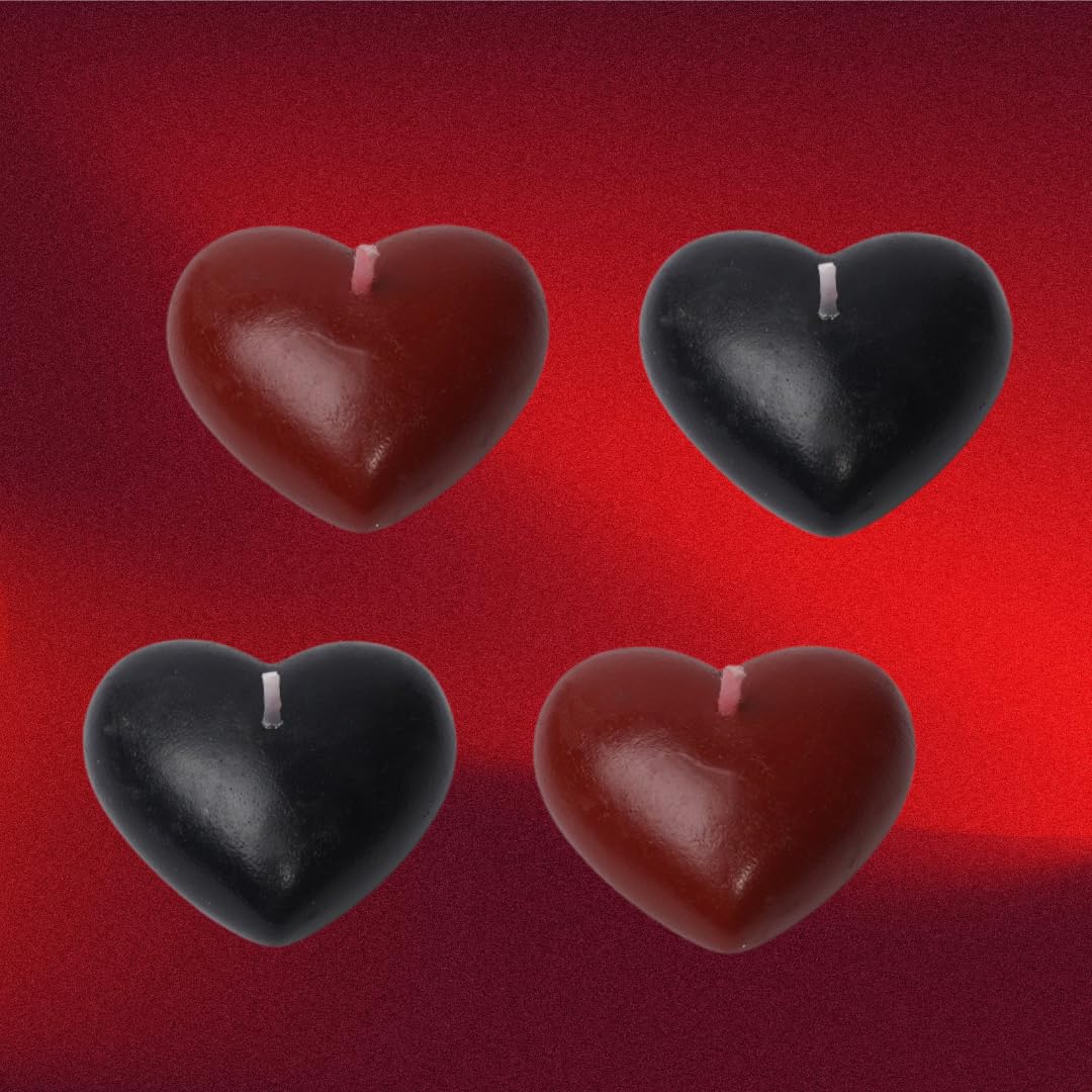 4 Pcs Romantic Heart Candles for Wax Play Low Heat, Love Low Temperature Body Safe Massage Soy Drip Candles for Adult Couple