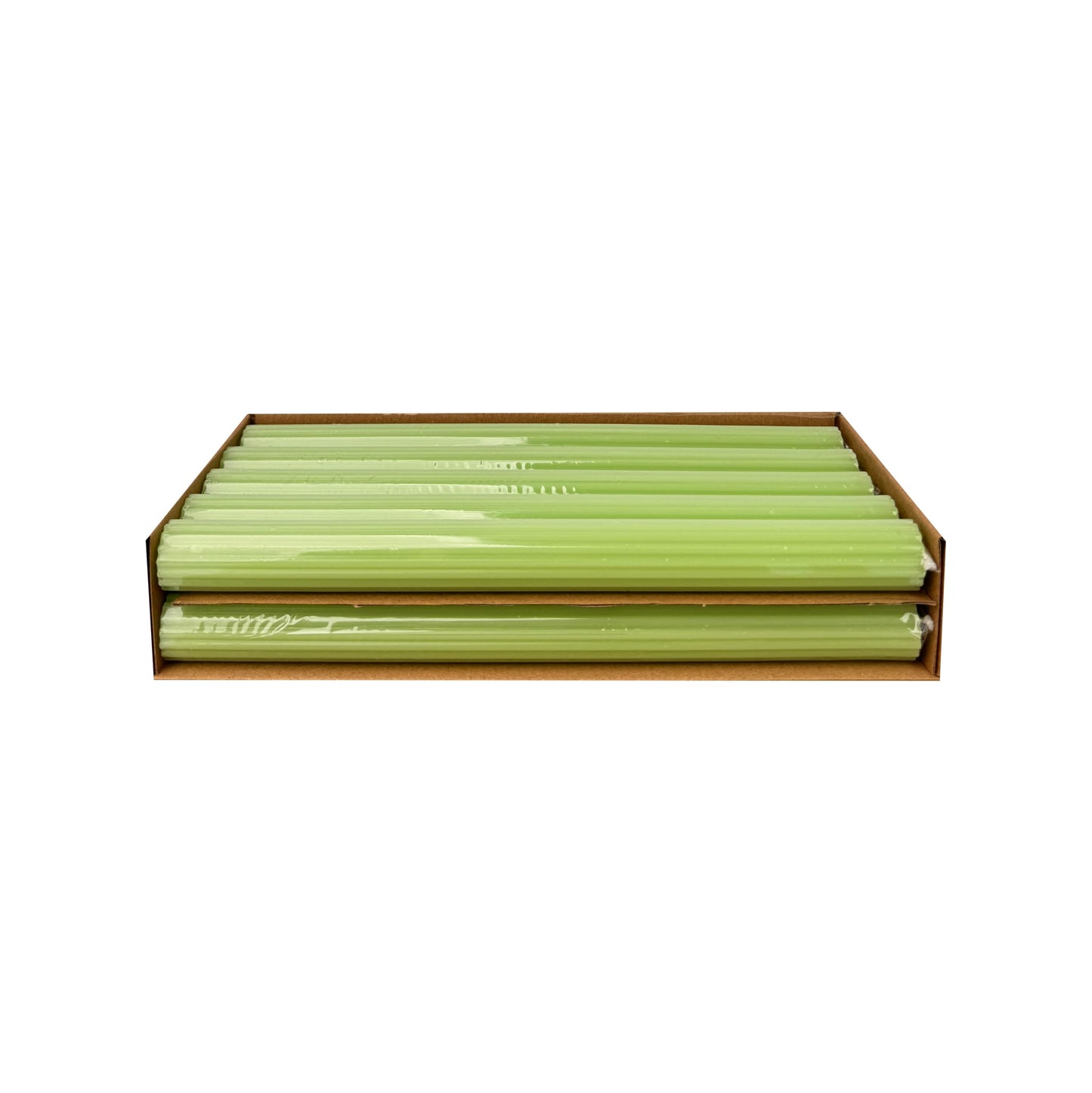 Ribbed Taper Candles 0.78x10 Inch 10 Pack Light Green – CW Studio Unscented Fluted Design, Up to 11 Hour Burn, Smokeless Dripless Hand-Poured Wax