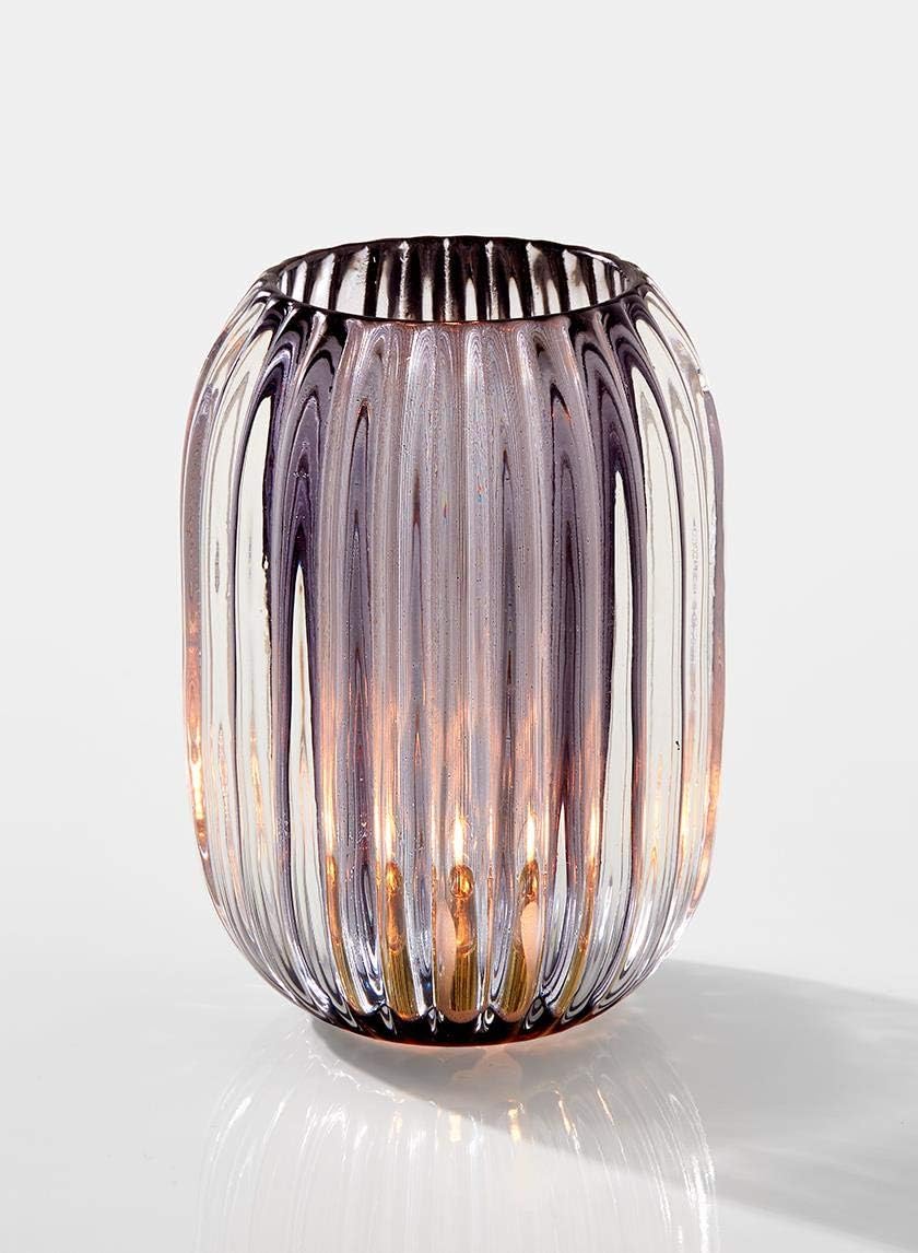Serene Spaces Living Smoke Grey Optical Glass Votive Holder, Perfect for Weddings and Home Décor, 5" Tall and 3.5" Diameter, Set of 12